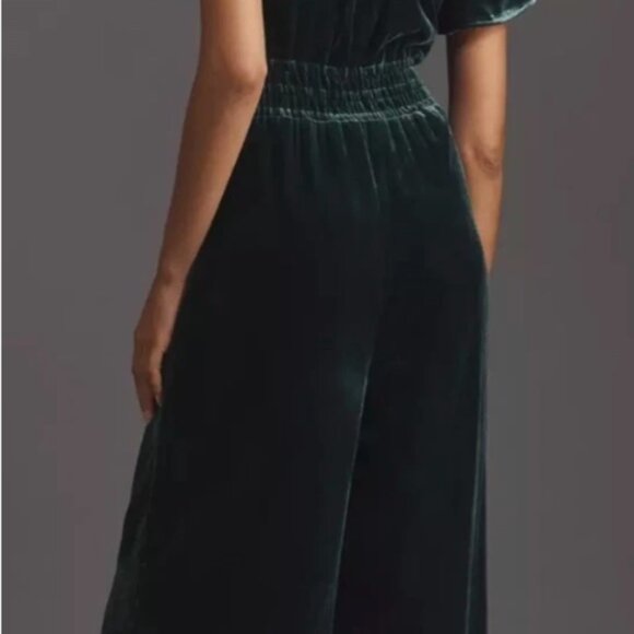 Anthropologie The Somerset Jumpsuit: Velvet Edition - Teal Green Blue NWT - Picture 8 of 11
